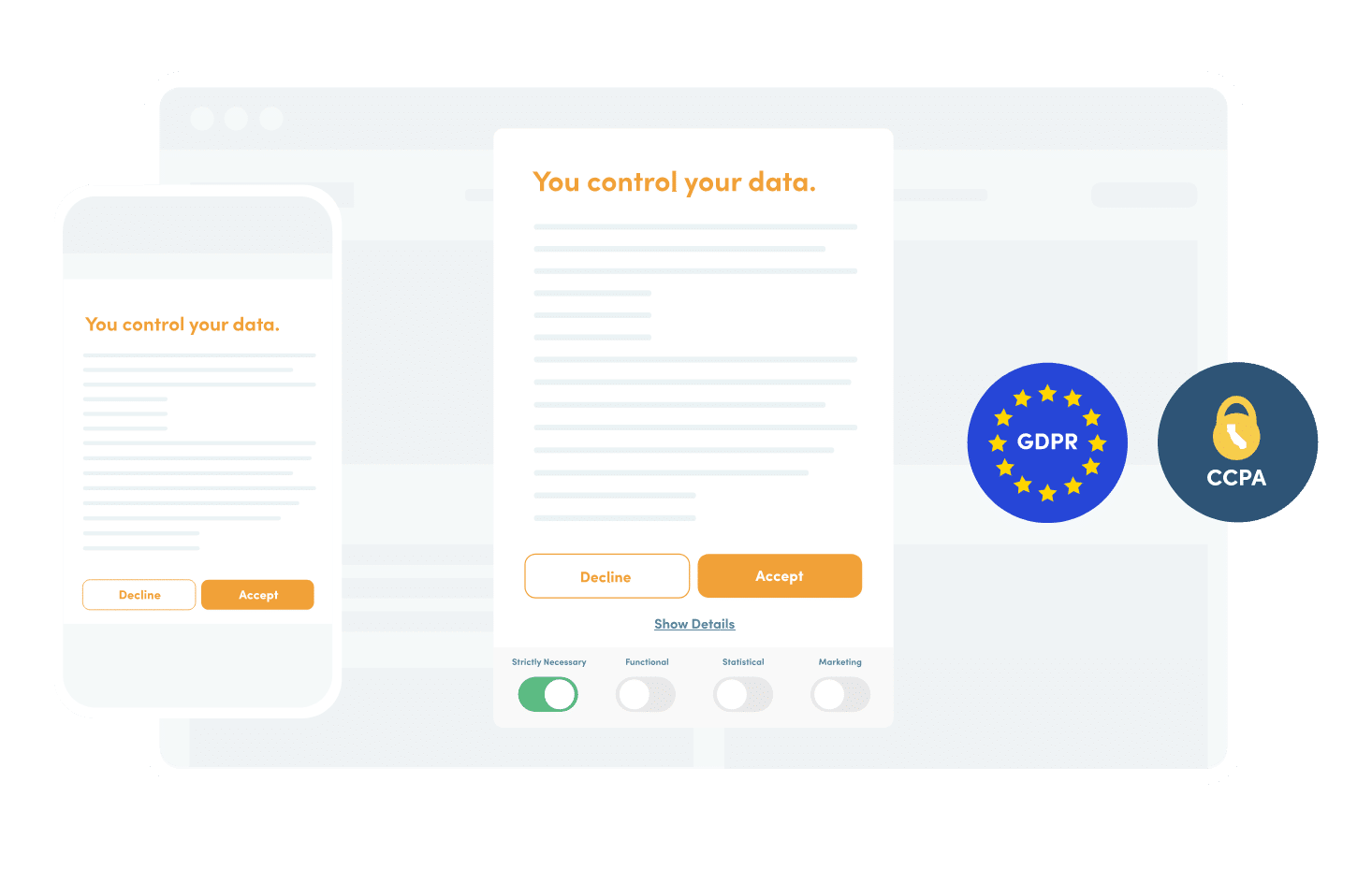 Illustration of Cookie Information's GDPR compliant consent pop-up also compliant with Finnish cookie guidelines