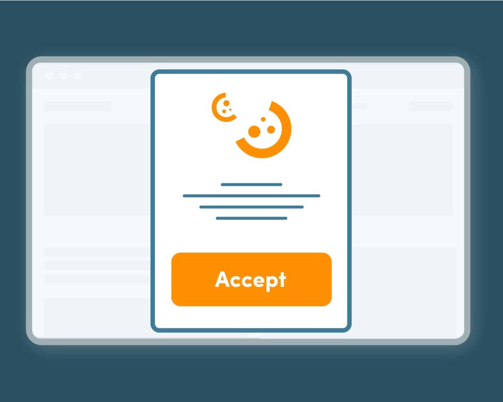 A cookie banner using dark patterns. There is no reject button in the banner and the user is forced to accept cookies.