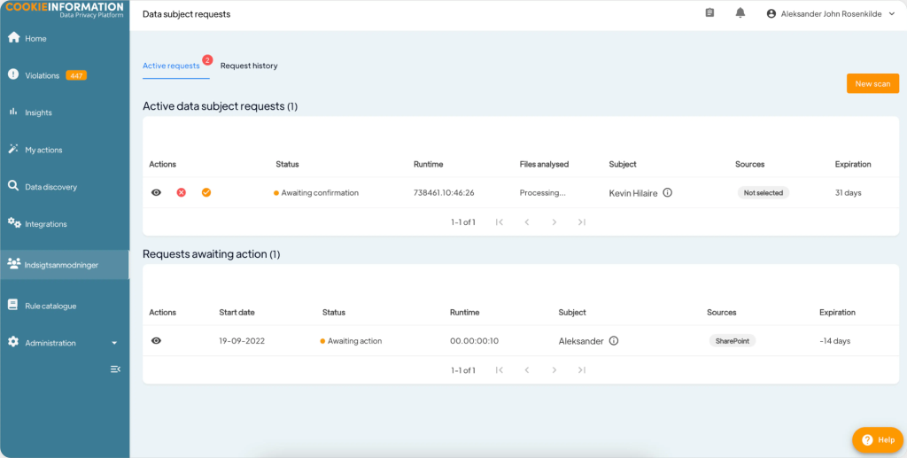 All personal data is collected and displayed in an overview just for you.
