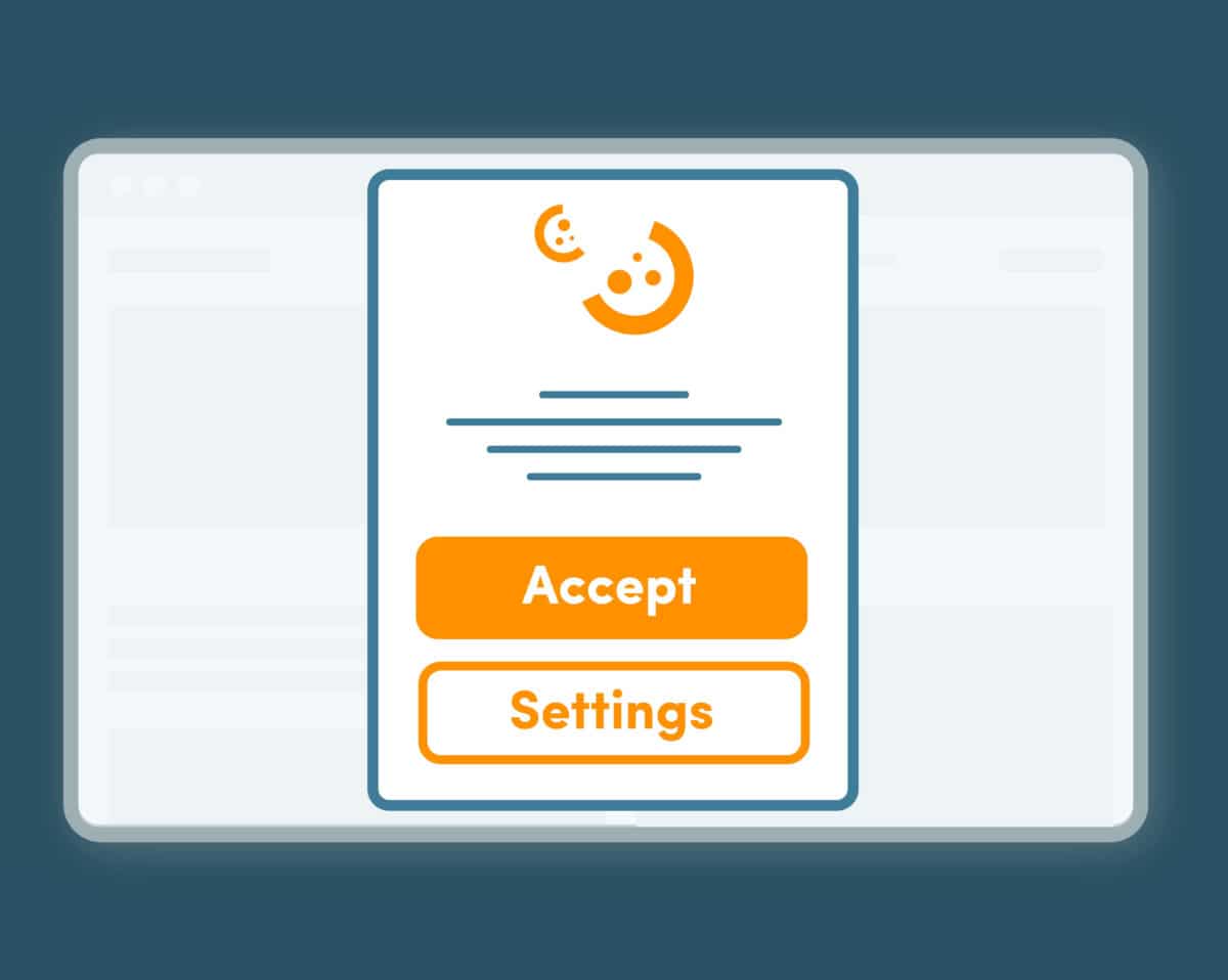 A cookie banner using dark patterns. Reject button is hidden behind a settings button and the user must click more times to reject cookies.