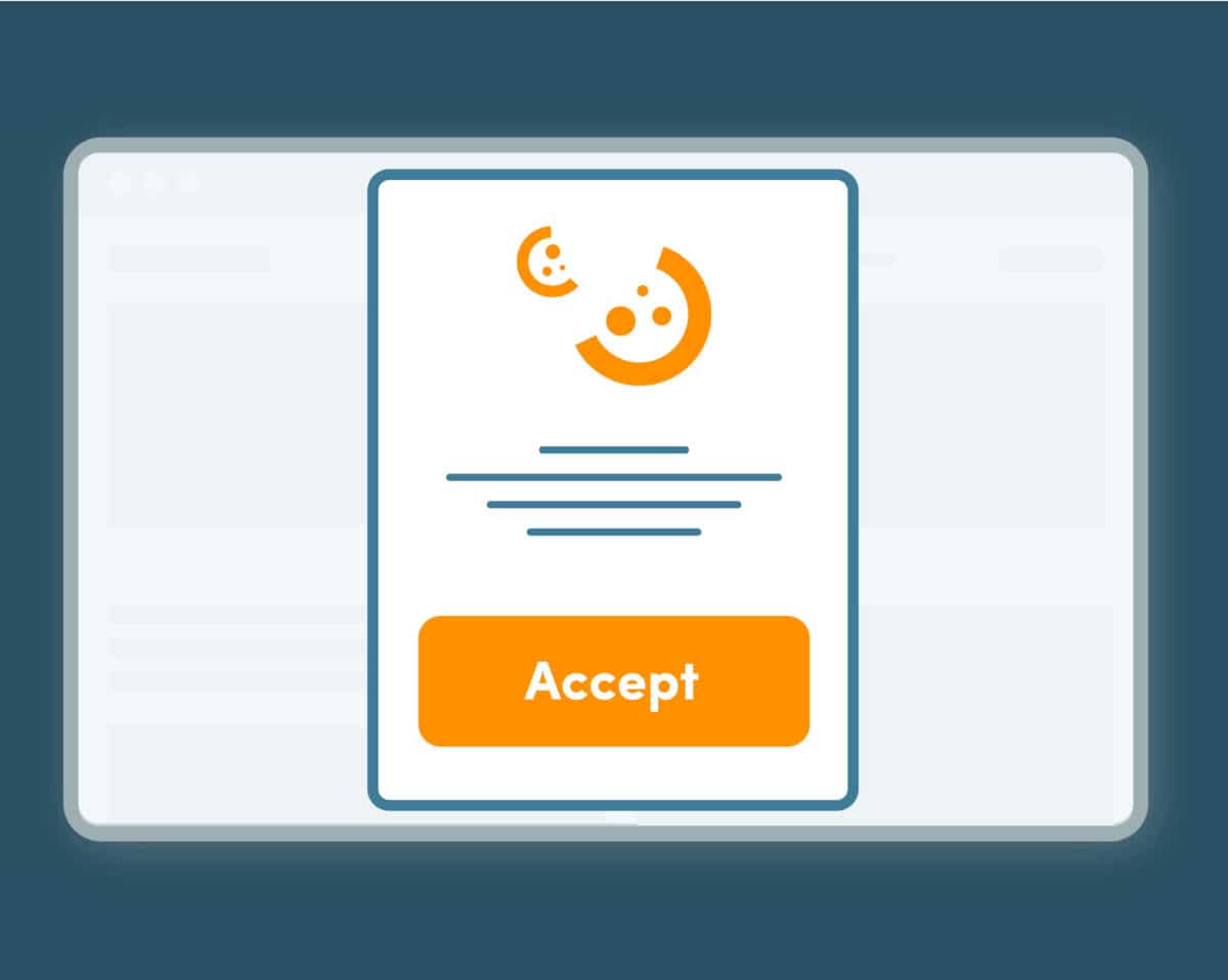 A cookie banner using dark patterns. There is no reject button in the banner and the user is forced to accept cookies.