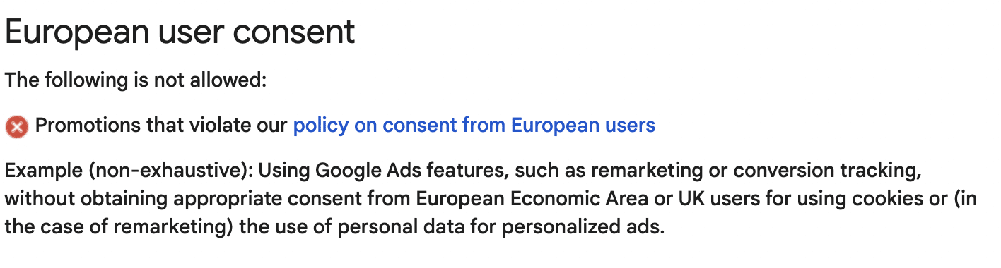 Google updates EU user consent policy for the use of cookies