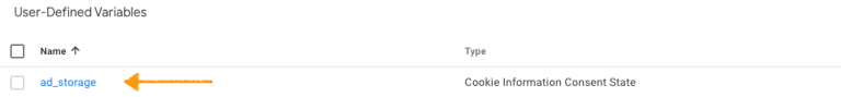 Screenshot: renaming variable ad_storage