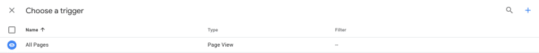 Screenshot: choosing page view trigger