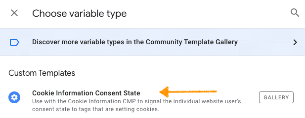 Screenshot: selecting consent state